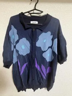 CIAOPANIC 花柄 半袖 ポロシャツ ネイビーのサムネイル