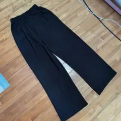 ワイドパンツ イージーパンツ ブラック M 涼しいテロンテロン