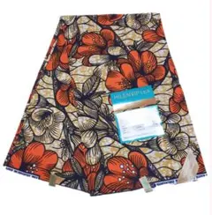 ■新作入荷■1ヤード　アフリカ布 オレンジ　コットン【残4ヤード】 NO262