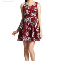 新品タグ付！ベロア風　ネイビー 花柄 ドレス