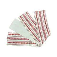 アイボリー×赤 献上柄風 半幅帯 半巾帯 小袋帯 浴衣 袴 着物 和装 リメイク