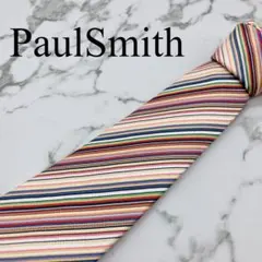 極美品 ポールスミス ネクタイ マルチカラーストライプ 花柄