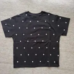 GeeRa 綿100％ドット刺繍シルケットＴシャツ チャコールのサムネイル