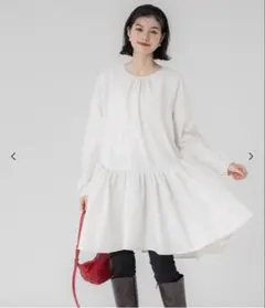 【未使用】coca バックリボン ミニワンピース チュニック M アイボリー