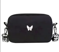 黒　バック　軽量　コンパクト　蝶　ブラック　ショルダーバック　大容量