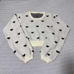 匿名配送❗️GRL ハート柄ショート丈ニットトップス アイボリー