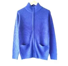 ドライバーズ ニット メンズ ジップ アップ ハイネック M ブルー 即日発送