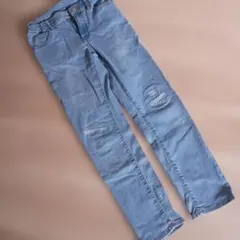 ライトブルーダメージロングパンツ