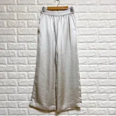 Arpege story【0】ワイドパンツ 無地アイボリー オフィス 通勤