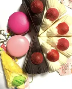 低反発スクイーズ　スクイズ　ショートケーキ　マカロン　ワッフルクレープ　セット