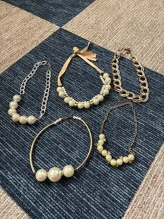 パールネックレス クリーム色 5点セット
