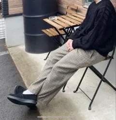 チェック柄スラックス