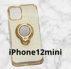 iPhone12mini ゴール　スタンド付きiPhoneケース