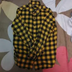 UNIQLO 長袖シャツ L イエロー/ブラックチェック