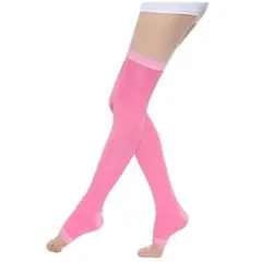 ピンク 加圧 ソックス 寝ながら 二のハイソックス ふくらはぎ 引き締め