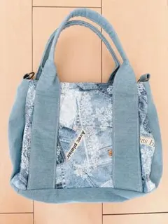 ❤️ほぼ未使用❤️レディース　ハンドバッグ　デニム　バッグ　水色　花柄