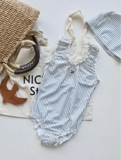 水着　ストライプ　さくらんぼ　フリル　女の子　ピンク　水色　スイムウェア