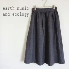 アースミュージック&エコロジー グレンチェック柄フレアスカート ウエスト後ろゴム