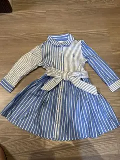 Ralph Lauren 18M ワンピース 水色ストライプ　85