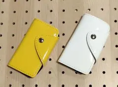 キーケース　二点セット　ホワイト　白　マスタード　イエロー　黄色　合革製