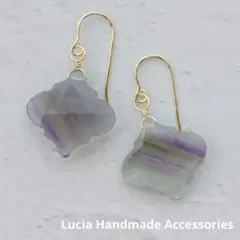 【14kgf】フローライトのモロッコ風一粒ピアス