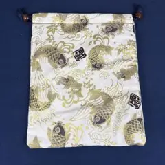 金色の鯉模様 巾着袋