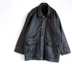 レザーブルゾン 本革 ラム レザージャケット 羊革 Y2K グランジ ブラック