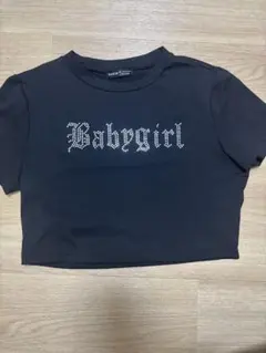 ストーン刺繍 クロップドTシャツ 黒