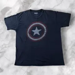 USA古着MARVELTシャツキャプテンアメリカ盾MadEngineネイビーXL
