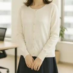 aimoha アイボリー ニットカーディガン S 薄手 きれいめ オフィスのサムネイル