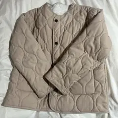 ノーカラー キルティングジャケット 裏ボア ベージュ