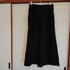 黒 ガウチョパンツ ゴムウエスト