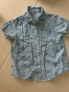 familiar 水色ストライプシャツ 100