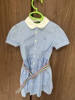 Ralph Lauren 青白ストライプ ワンピース 3T/100