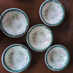 花柄皿5枚セットとスプーン5本