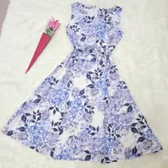 極美品✨ローラアシュレイ 花柄 ロングワンピース ウエストリボン フレア