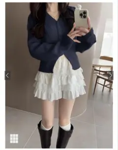 Vネックリブニットカーディガン【an1682】