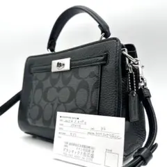 【未使用】コーチ 2way シグネチャー pvc レザー ブラック CC977