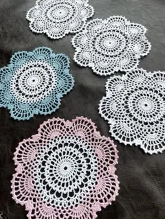 ハンドメイド レースコースターセット 5枚