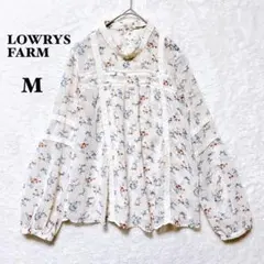 ローリーズファーム ブラウス シャツ 小花柄 レース 長袖 M アイボリー 総柄