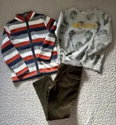 英ブランドフリース&ザラZARA裏起毛トレーナー&コーデュロイパンツ120