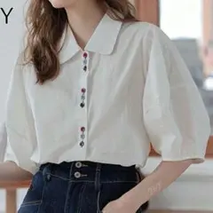 [Y6Y] 100%コットン ノンストレッチ レギュラーショルダー 半袖シャツ