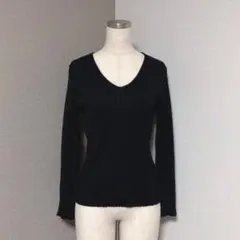 ミッシュマッシュ Ｖネック リブ ニット シンプル ブラック