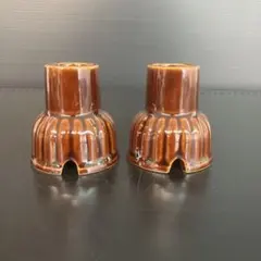 お墓用　茶色い陶器の線香立て 2個セット