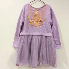アナスイミニ 長袖トレーナー ワンピース ドッキング チュール紫 くすみ紫 猫
