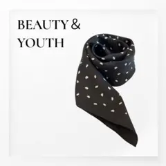 【美品】BEAUTY&YOUTH ドット柄スカーフ 53cm ブラック×ホワイトのサムネイル