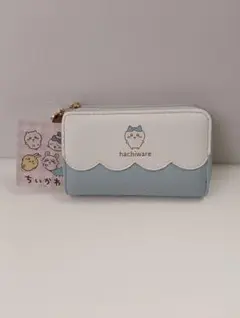 ハチワレ　Lファスナーコイン＆キーケース　　ブルー