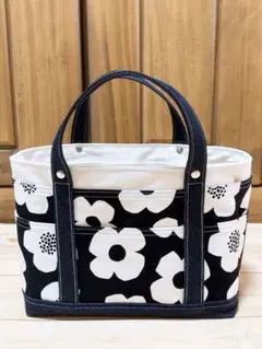 ポケットいっぱい♡ミニトートバッグ風ツールボックス♡北欧風モダンフラワー柄＆生成