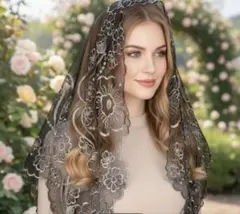 頭部を覆うためのレースベール、1枚。