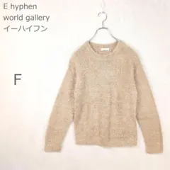 【イーハイフン】ニット トップス 長袖 シャギー 柔らかシルエット ベージュ F